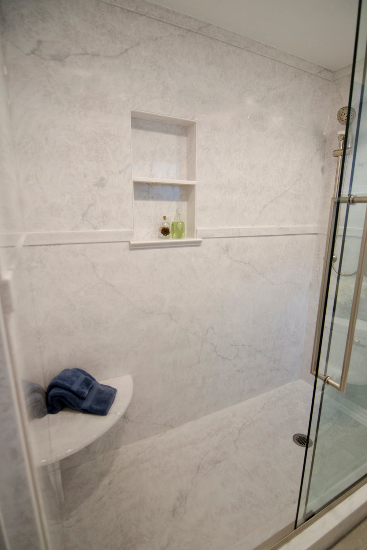Carrara series Empress Silver cultured marble shower